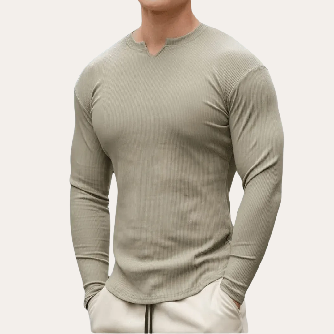 Herren Langarmshirt Slim Fit Rundhals Freizeitmode | Vestea