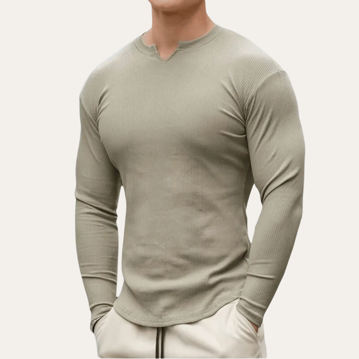 Herren Langarmshirt Slim Fit Rundhals Freizeitmode | Vestea