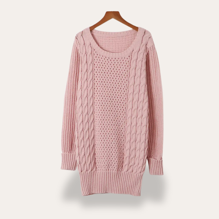 Strickpullover mit Zopfmuster für Damen | Vestea