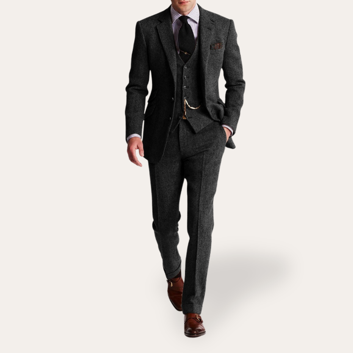 Herren Tweed Anzug 3-teilig Slim Fit Business Festlich | Vestea