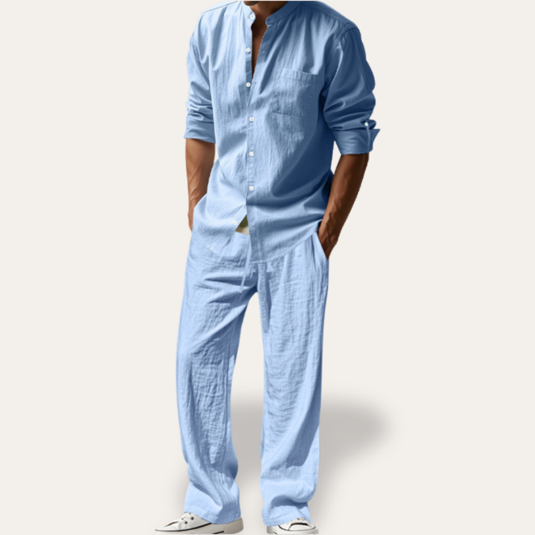 Herren Leinen Set, Atmungsaktives Hemd und Hose | Vestea