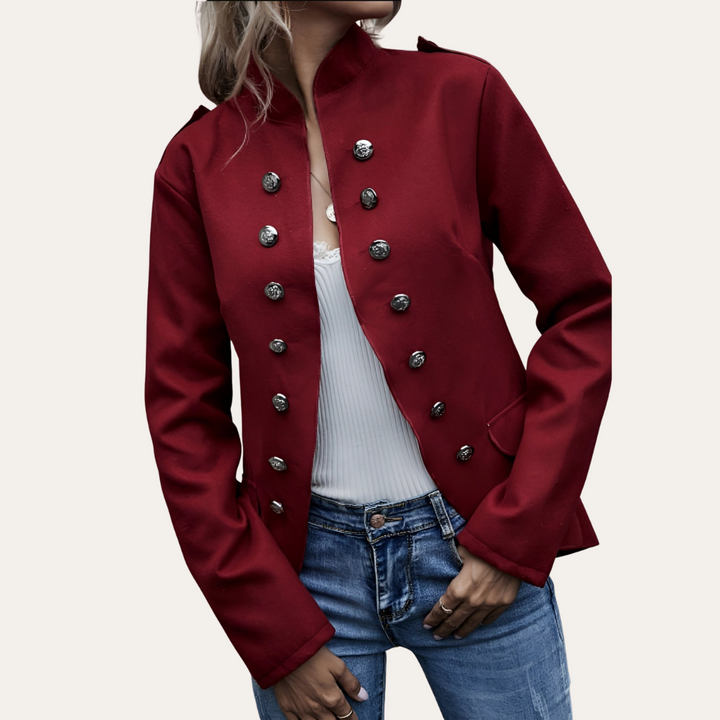 Doppeltknöpfige Damenjacke im Military-Stil | Vestea