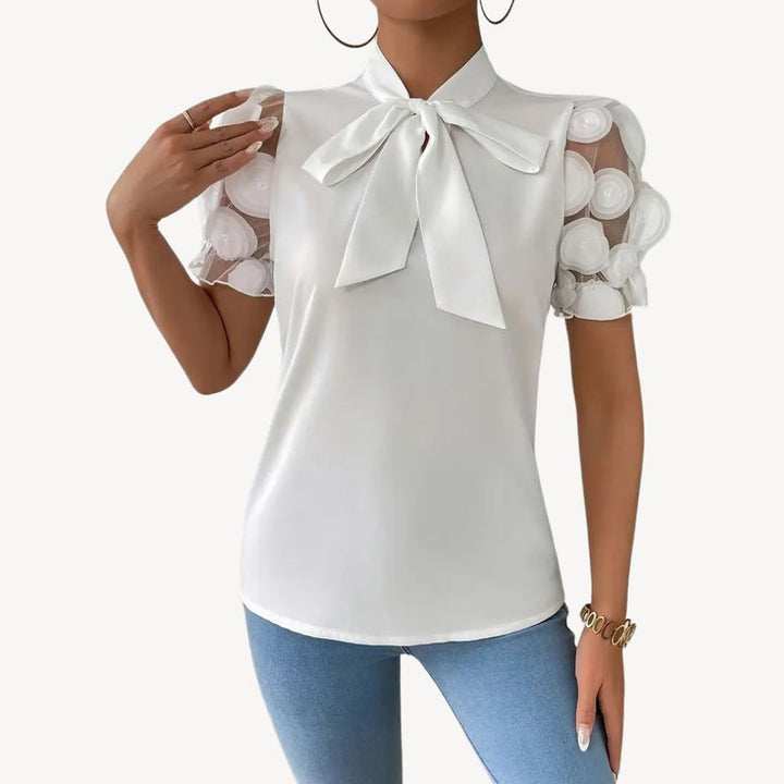 Damen Bluse Chiffon Schleife | Vestea