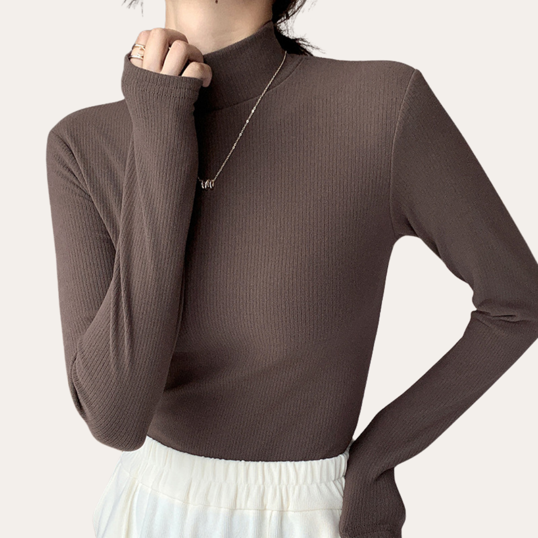 Damen Rollkragen Langarm Slim Fit Oberteil | Vestea