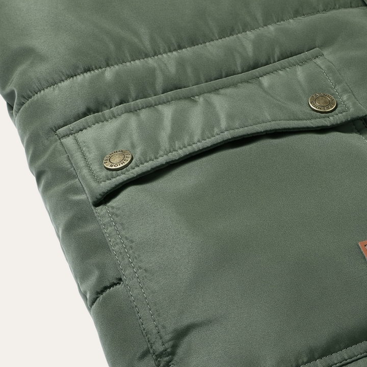Herren Winter-Steppjacke mit Kapuze Grün | Vestea
