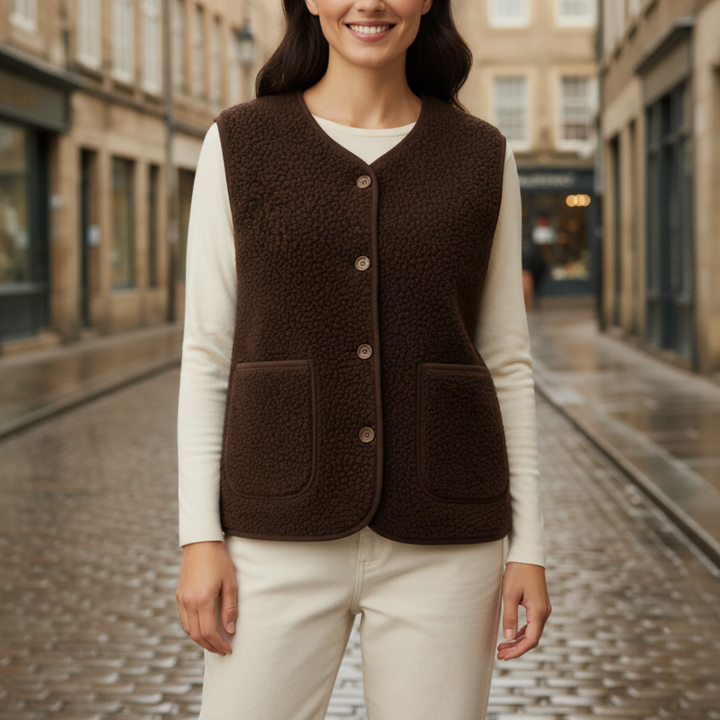 Damen Fleece Weste mit Knopfverschluss | Vestea