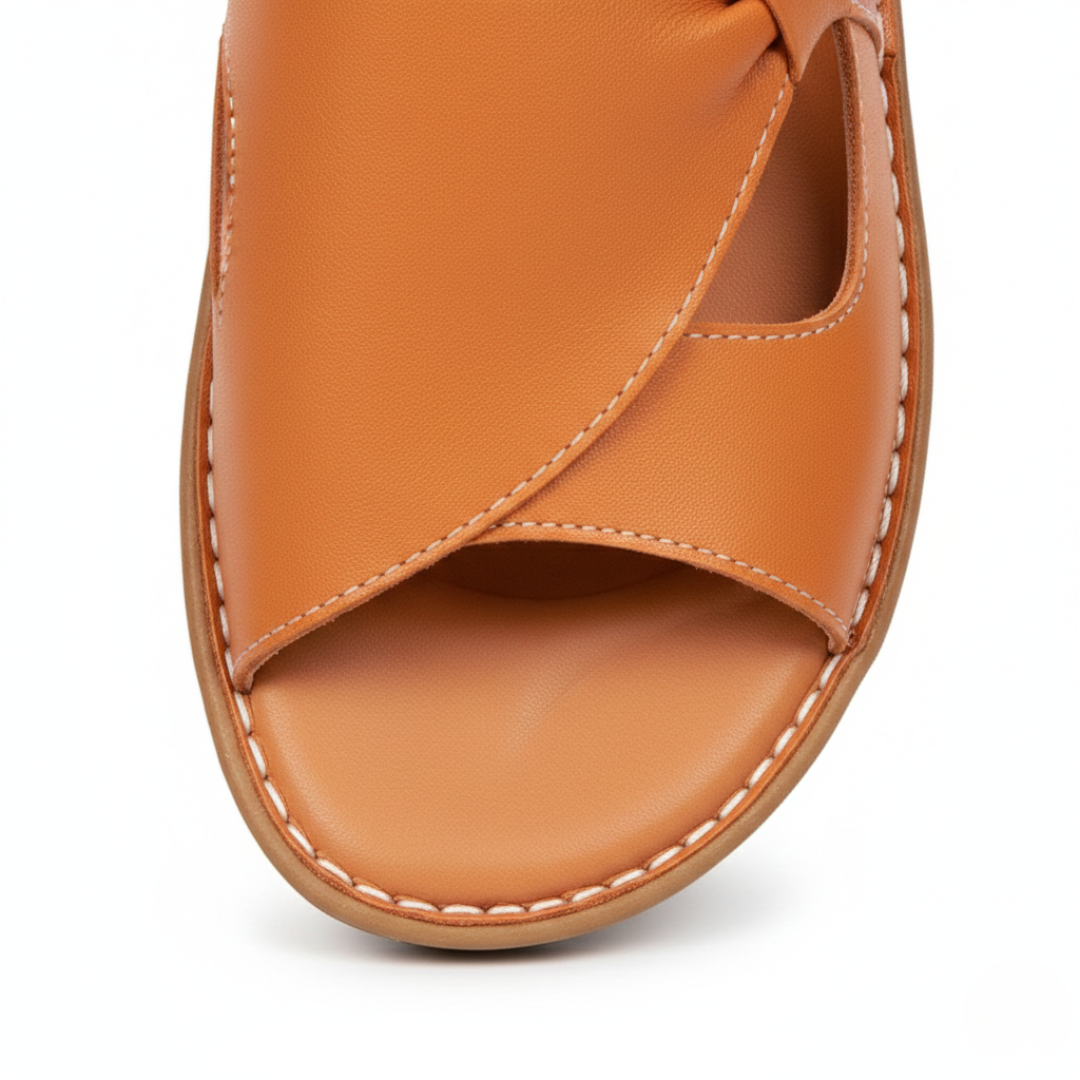 Sandalias ortopédicas de cuero vegetal sin cordones con cuña para mujer verano