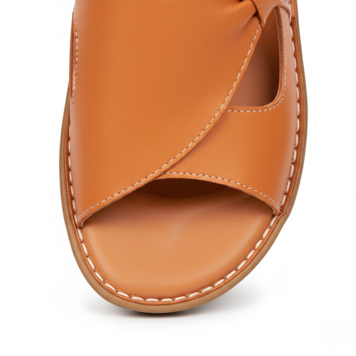 Sandalias ortopédicas de cuero vegetal sin cordones con cuña para mujer verano