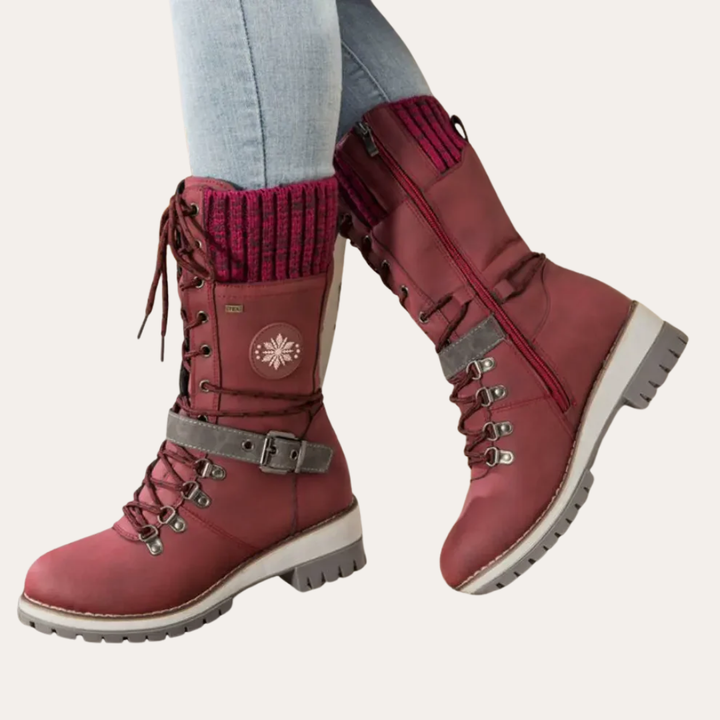 Damen Winterstiefel gefüttert wasserdicht orthopädisch Lederoptik | Vestea