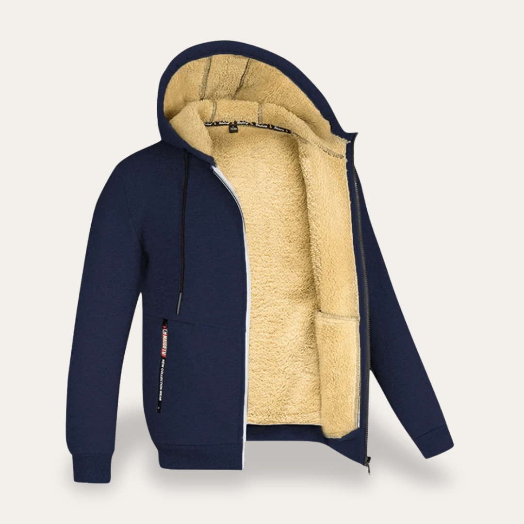 Herren Winterjacke Fleece Gefüttert Reißverschluss Kapuze Freizeit | Vestea