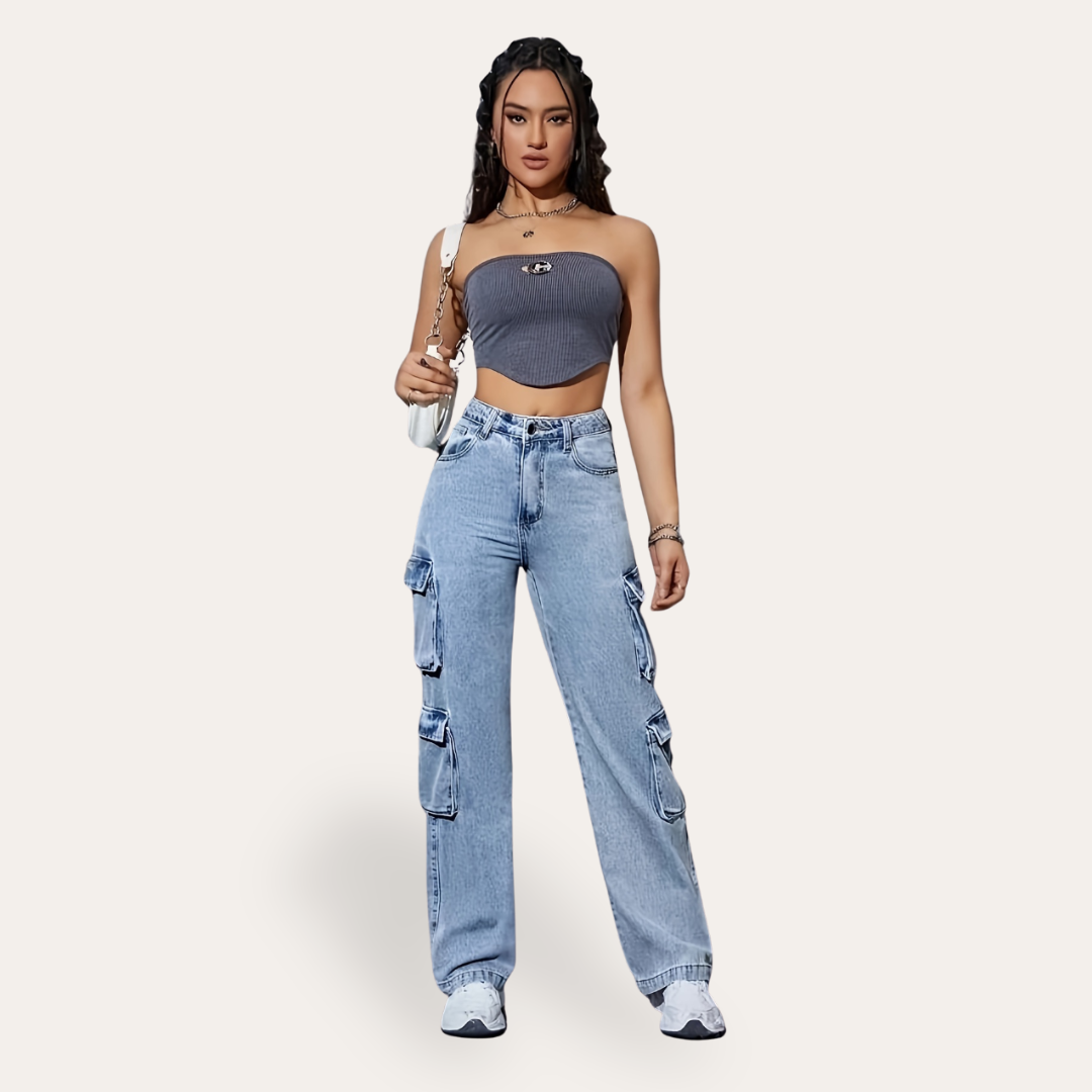 Cargo Denim-Hose für Damen | Vestea