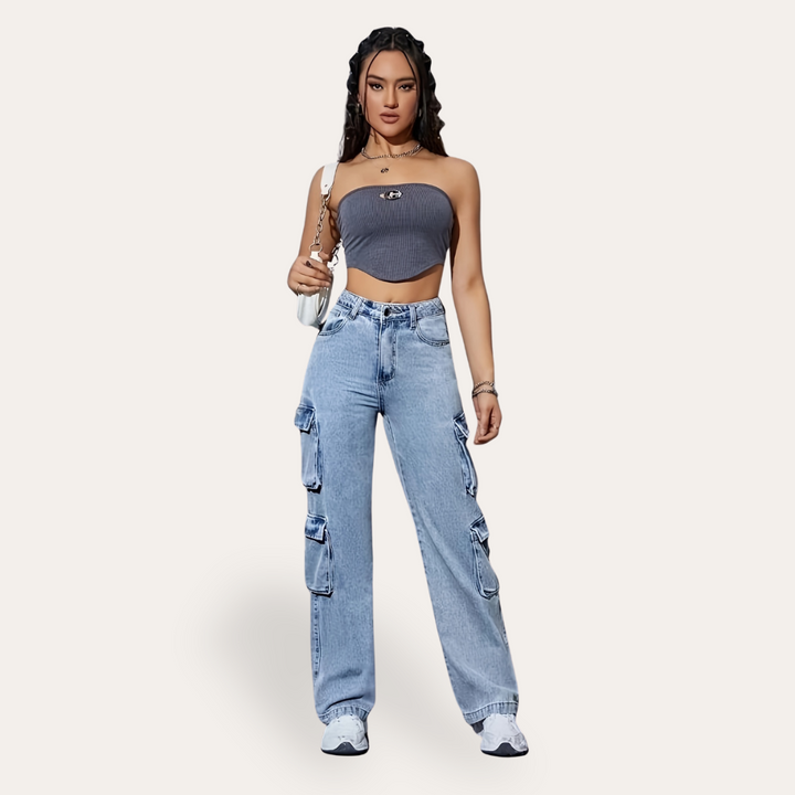 Cargo Denim-Hose für Damen | Vestea