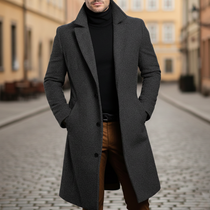 Herren Wollmix Mantel Schwarz Winter | Vestea