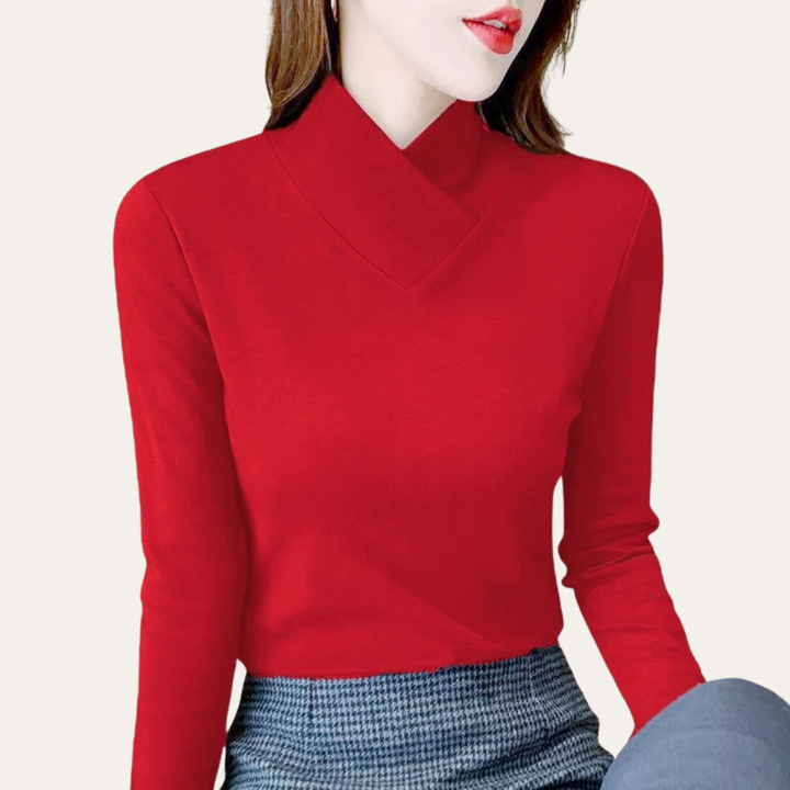 Damen Langarmshirt Stehkragen Büro Freizeit | Vestea