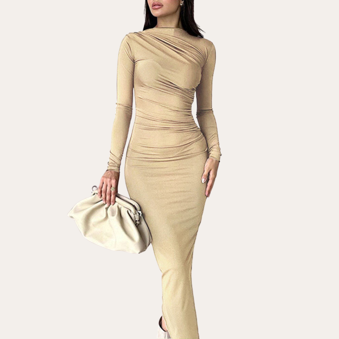 Damen Langarm Maxikleid figurbetont | Vestea