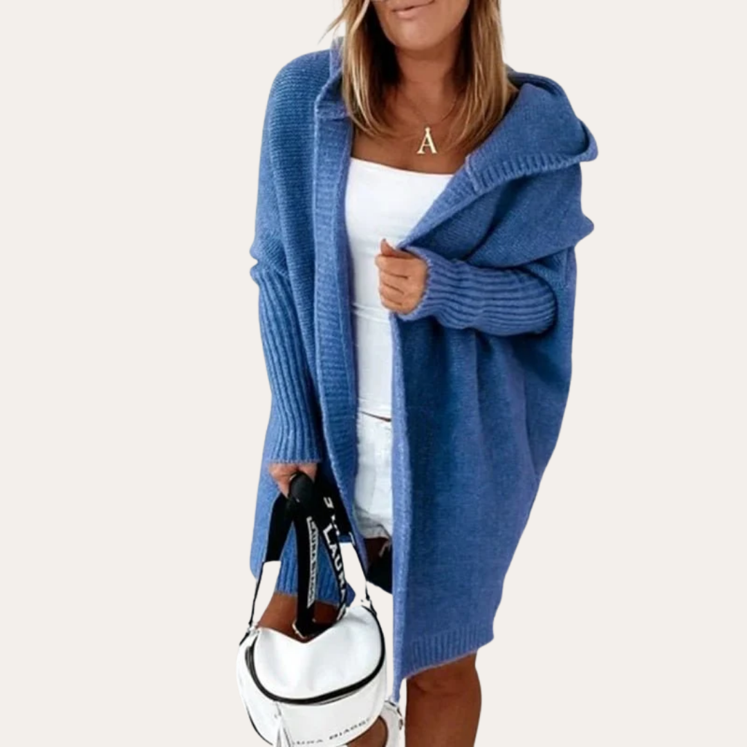 Damen Strick-Cardigan mit Kapuze aus Wollmischung | Vestea