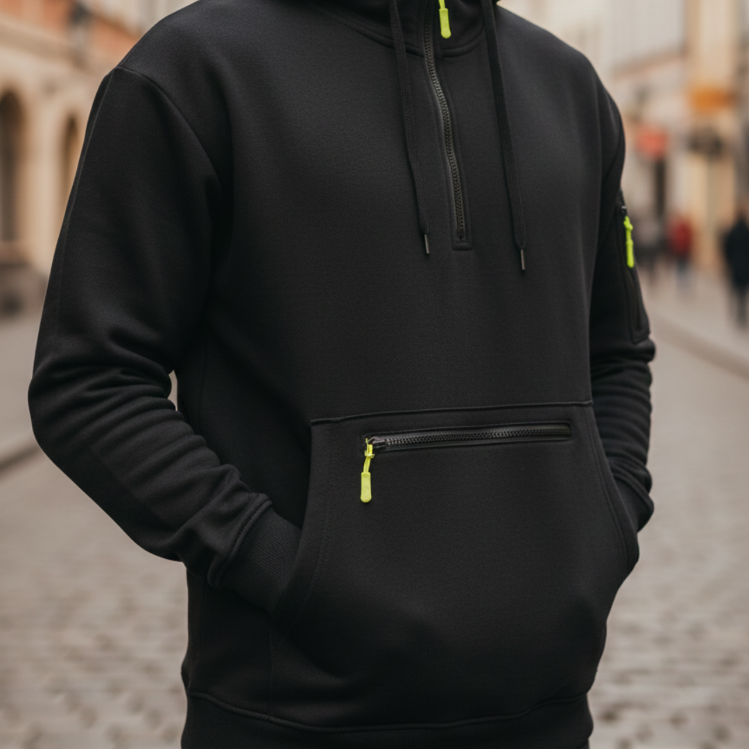 Herren Kapuzenjacke mit Reißverschluss sportliche Jacke mit Taschen | Vestea