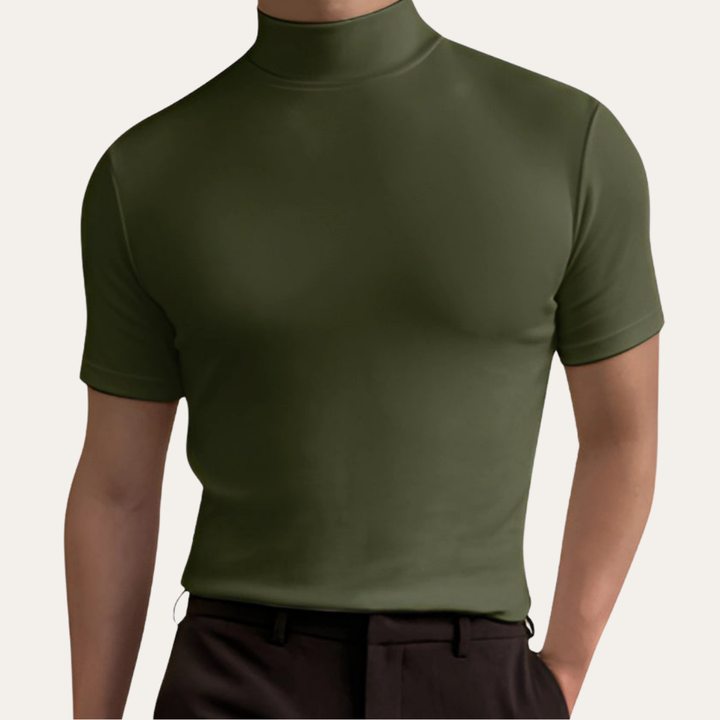 Herren Kurzarm Rollkragen T-Shirt Slim Fit | Vestea