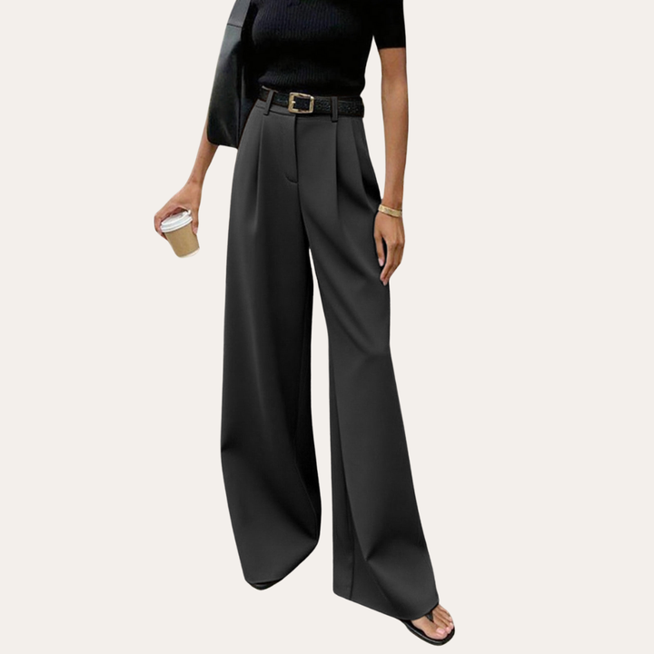 Damen Hose High Waist Weites Bein Elegant Anzugstil | Vestea