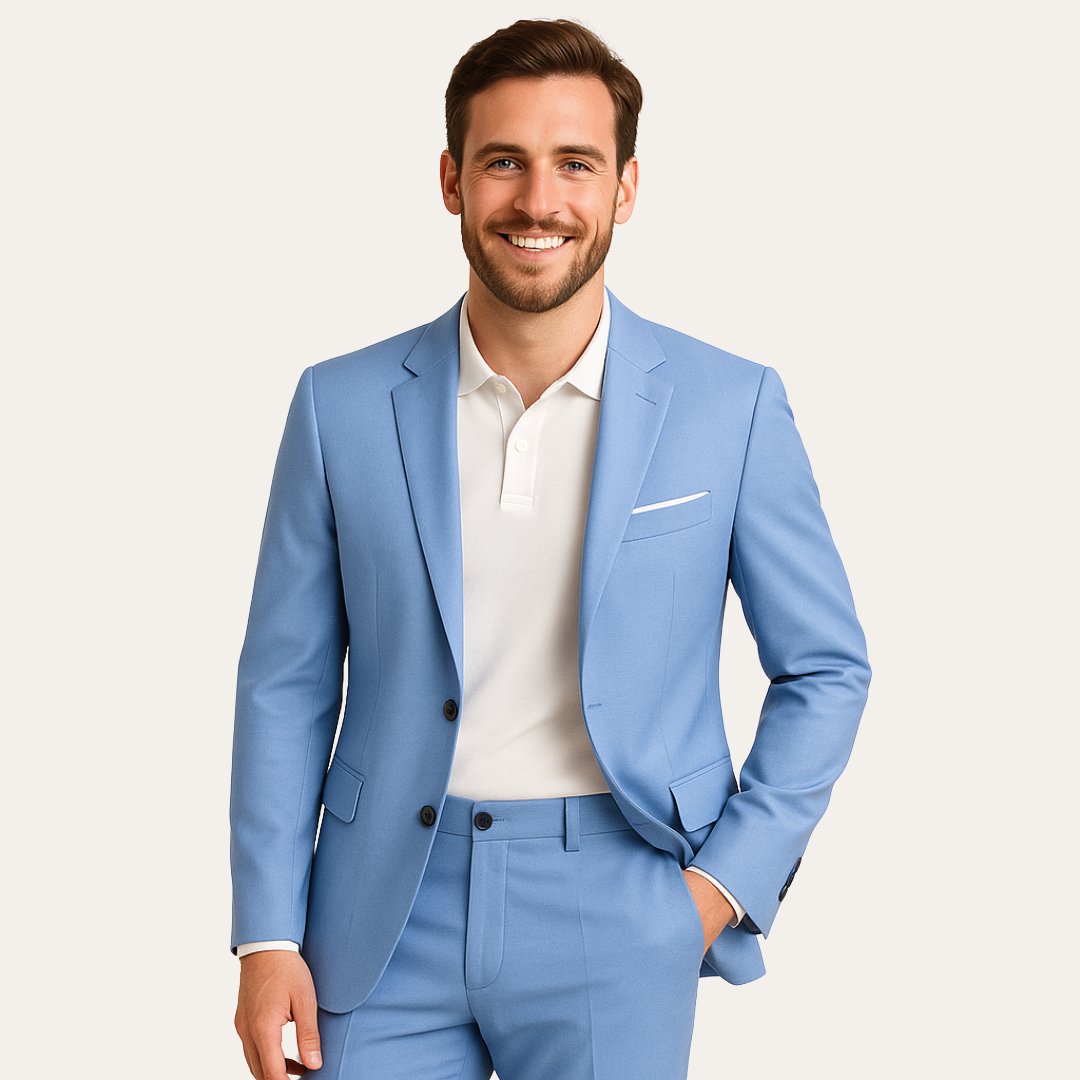 Herren Slim Fit Anzug aus Wollmischung mit Sakko und Hose | Vestea
