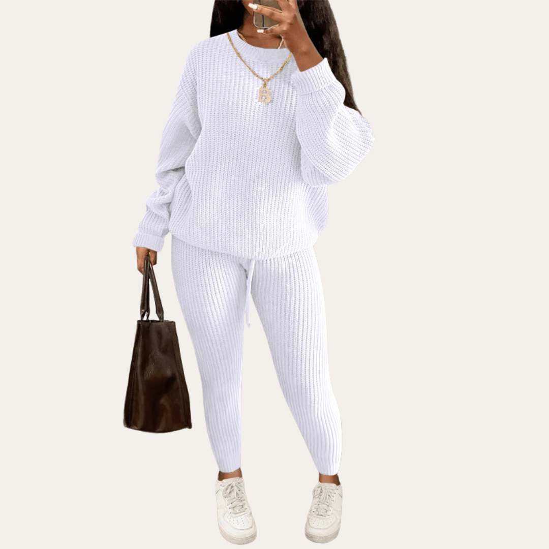 Damen Strick Zweiteiler Pullover Hose Freizeit Set | Vestea