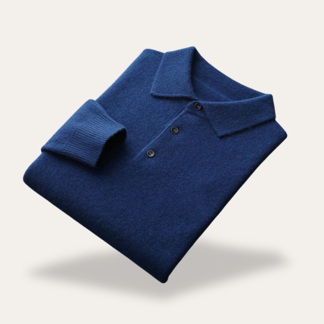 Herren Strickpullover Polokragen Langarm Feinstrick Materialmix | Vestea