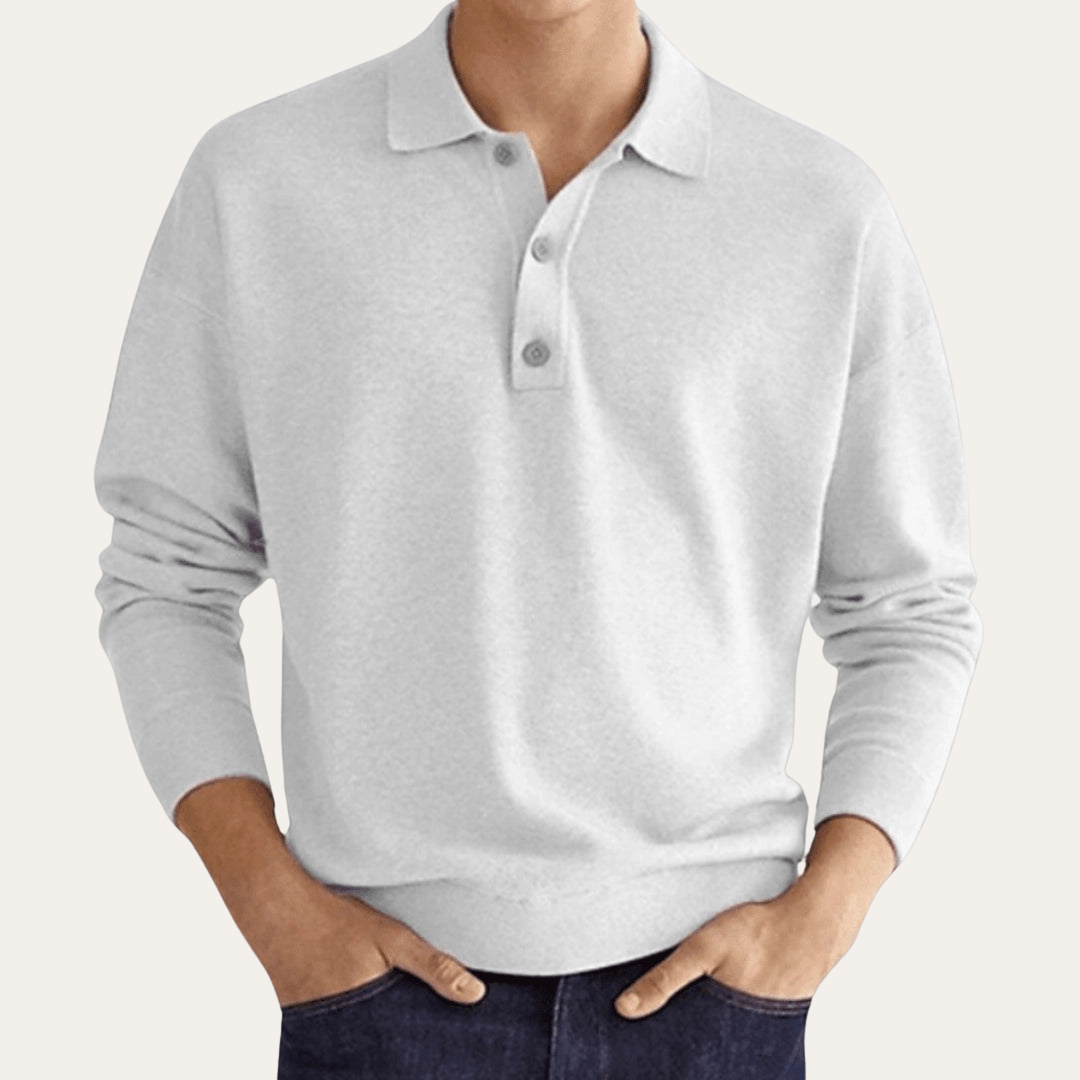 Herren Langarm Poloshirt Freizeit Klassisch | Vestea
