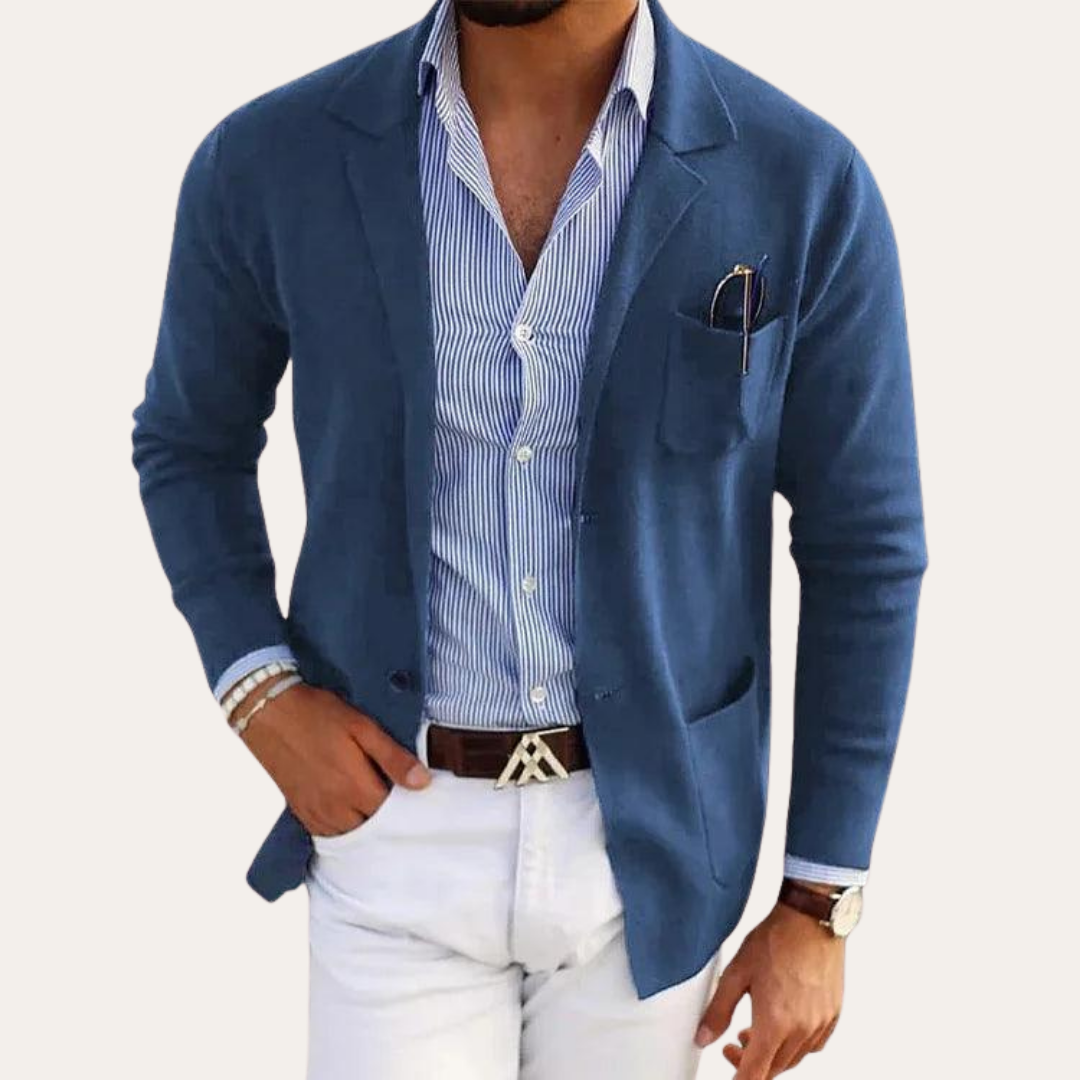 Herren Strickblazer Casual Sakko Leicht Slim Fit für Business Look | Vestea