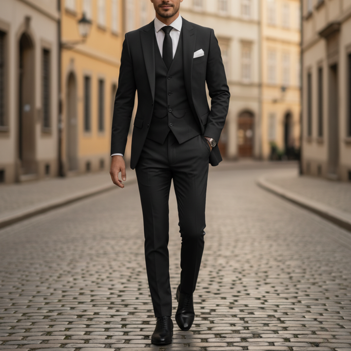 Eleganter dreiteiliger Herrenanzug aus Polyester | Vestea