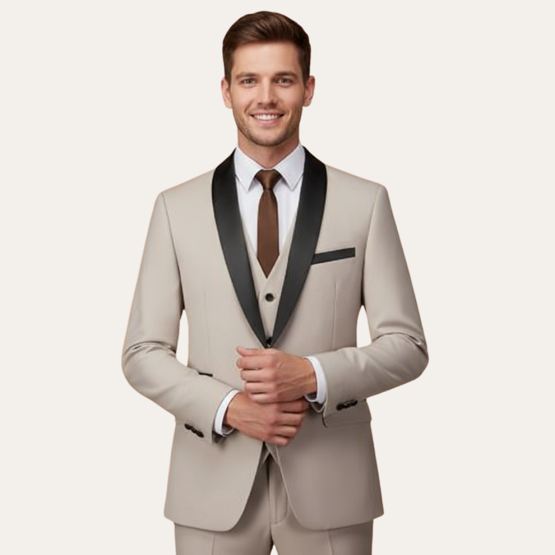 Herren Smoking Anzug mit Weste und Reverskragen | Vestea