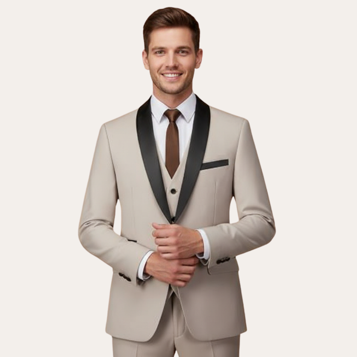 Herren Smoking Anzug mit Weste und Reverskragen | Vestea