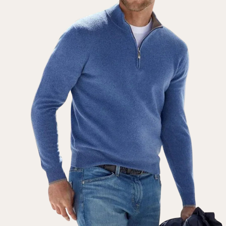 Herren Pullover mit Stehkragen und Halbreißverschluss | Vestea