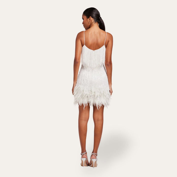 Feder Mini Kleid Damen | Vestea