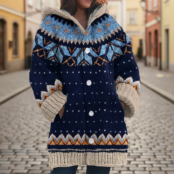 Damen Strick Kapuzenjacke Wintermantel | Vestea
