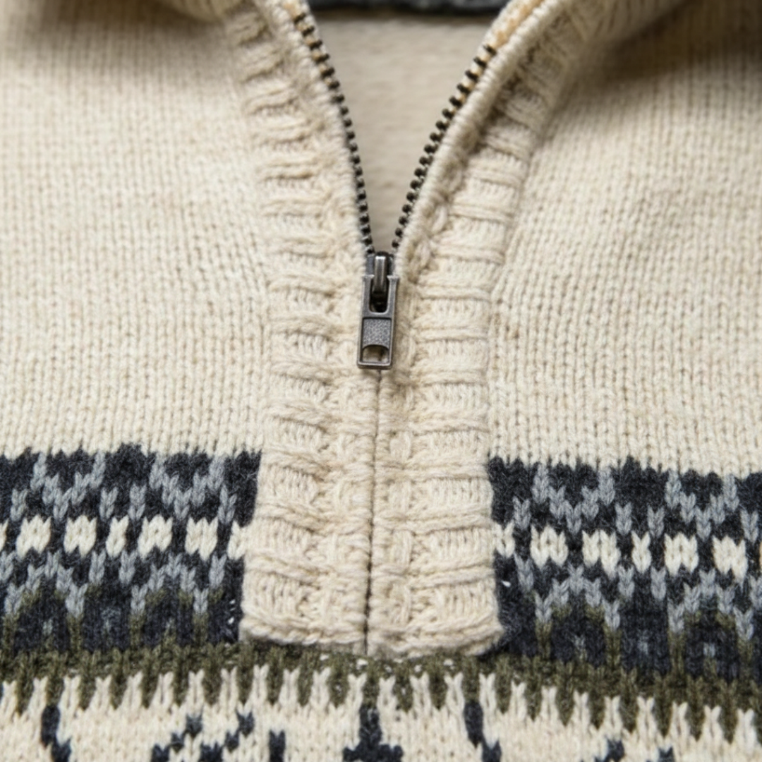 Herren Pullover mit Reißverschluss und Weihnachtsmotiv | Vestea