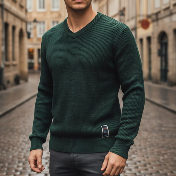 Herren Slim Fit V-Ausschnitt Pullover | Vestea