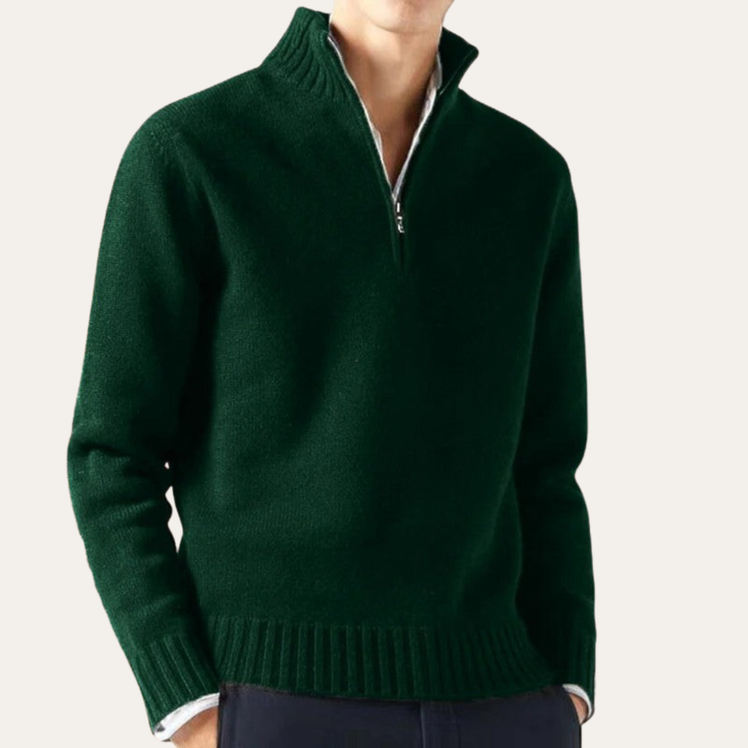 Herren Pullover mit Reißverschluss und Rippenbündchen | Vestea