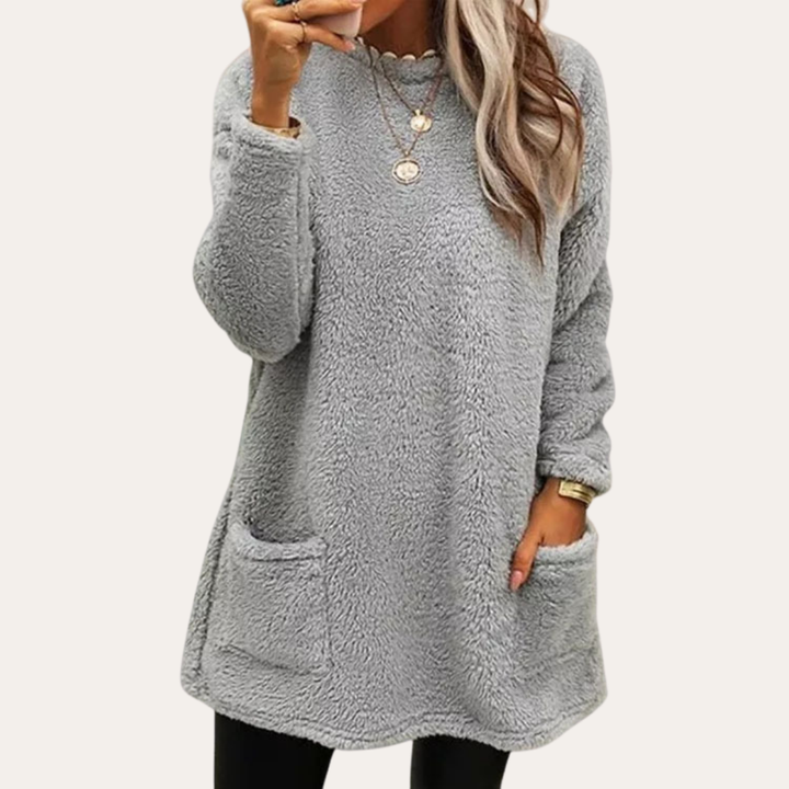 Fleece Pullover Damen Langarm Mit Taschen | Vestea