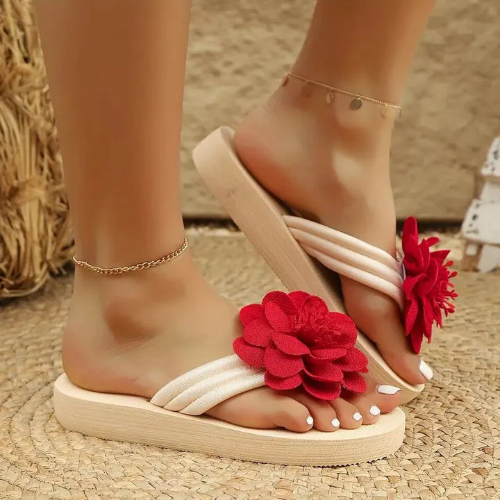 Sandalias para mujer con estampado floral, tipo slide, sin cierre, punta abierta, tacón bajo, casual