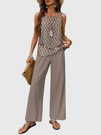Women's Two-Piece Set Sleeveless Slim Fit Button-Up Summer