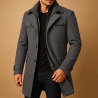 Men's Warm Adjustable Cuff Winter Coat | Bib Collar