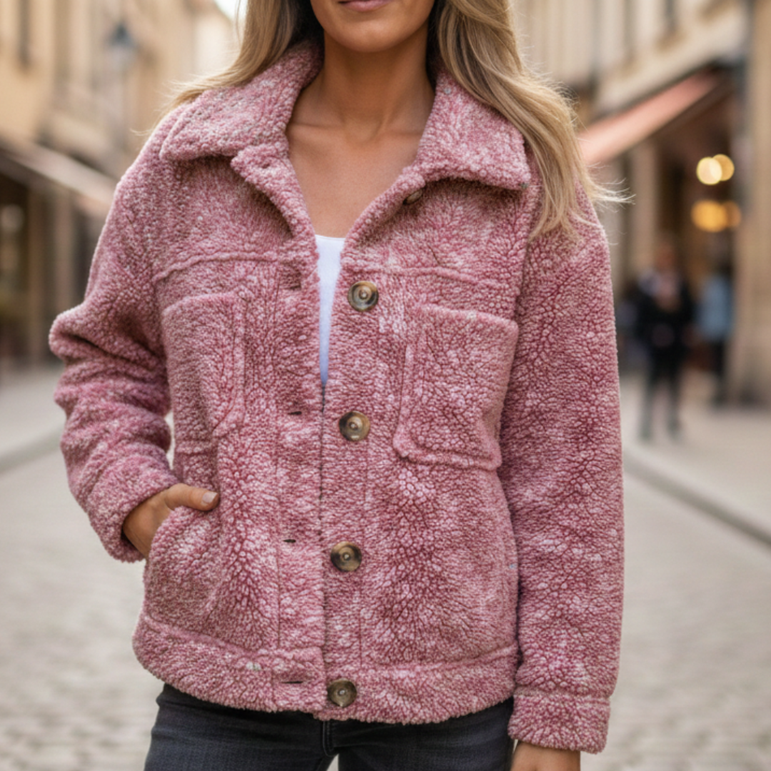 Veste d'automne pour femme à boutons devant en polyester