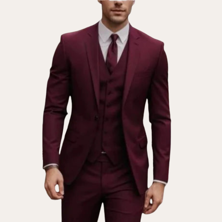 Herren 3-Teiler Anzug Slim Fit Hochzeit Business Polyester | Vestea