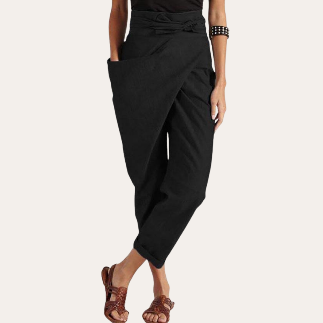 Tropische Wickelhose Damen Leinen Baumwolle | Vestea
