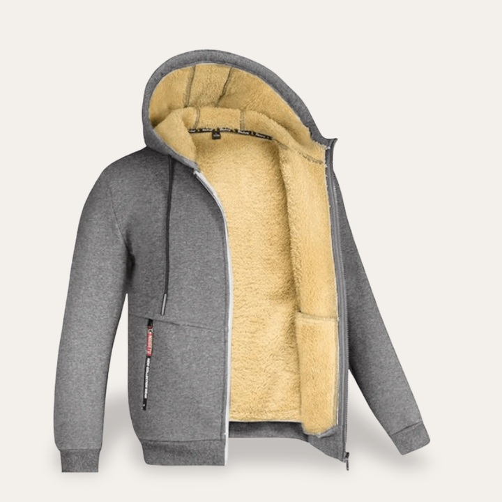 Herren Winterjacke Fleece Gefüttert Reißverschluss Kapuze Freizeit | Vestea