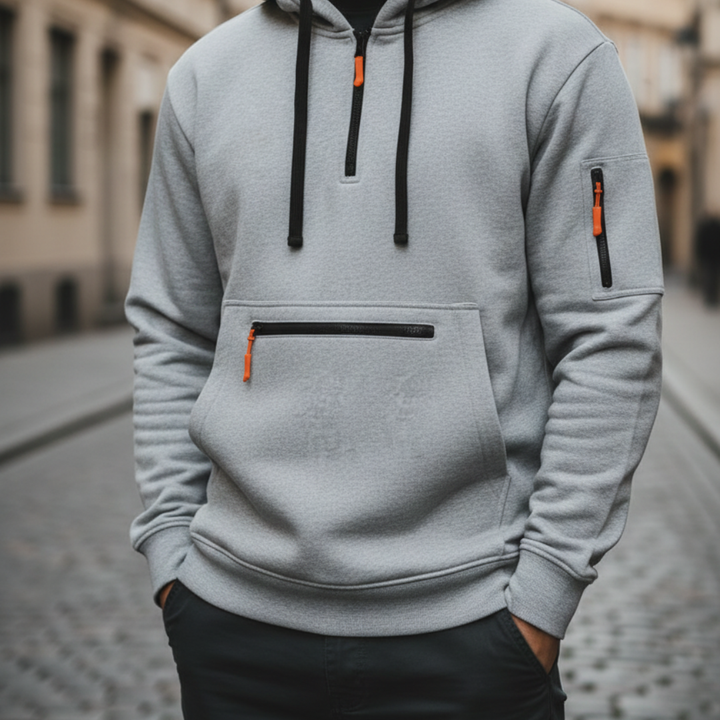 Herren Kapuzenjacke mit Reißverschluss sportliche Jacke mit Taschen | Vestea