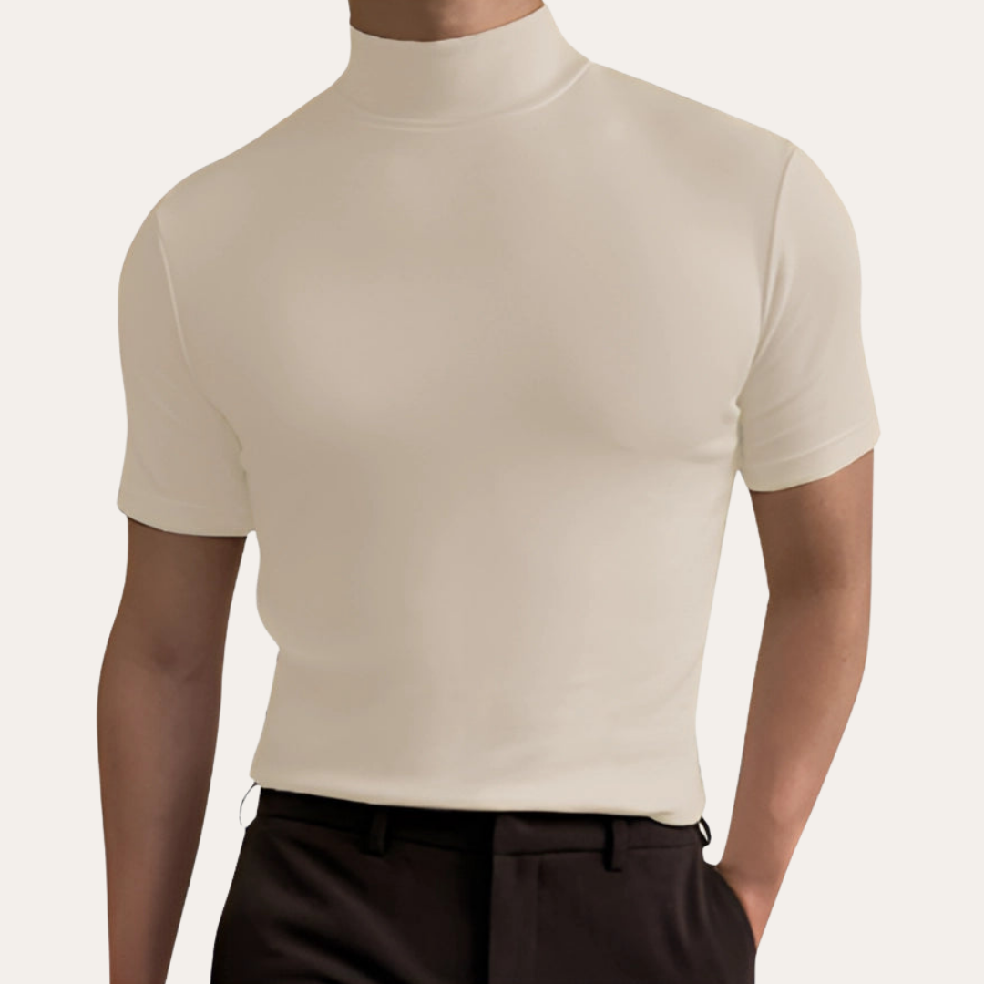 Herren Kurzarm Rollkragen T-Shirt Slim Fit | Vestea