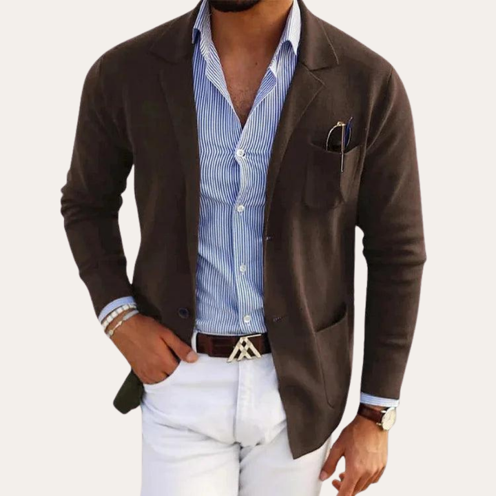 Herren Strickblazer Casual Sakko Leicht Slim Fit für Business Look | Vestea