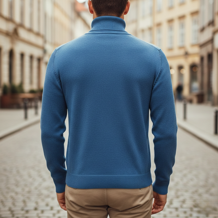 Suéter de cuello alto tejido acanalado para hombre