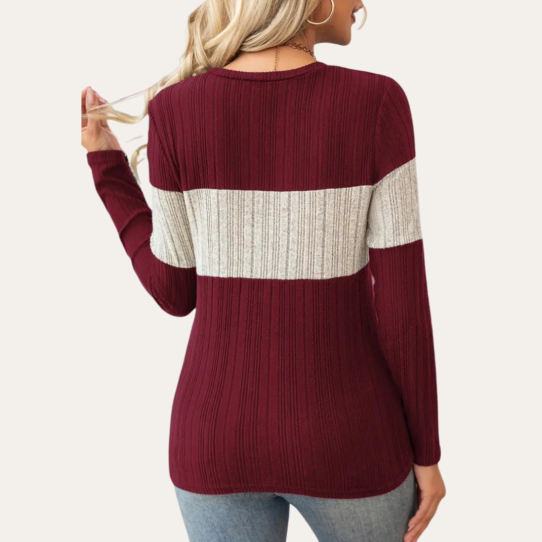 Gestreiftes Langarmshirt für Damen | Vestea